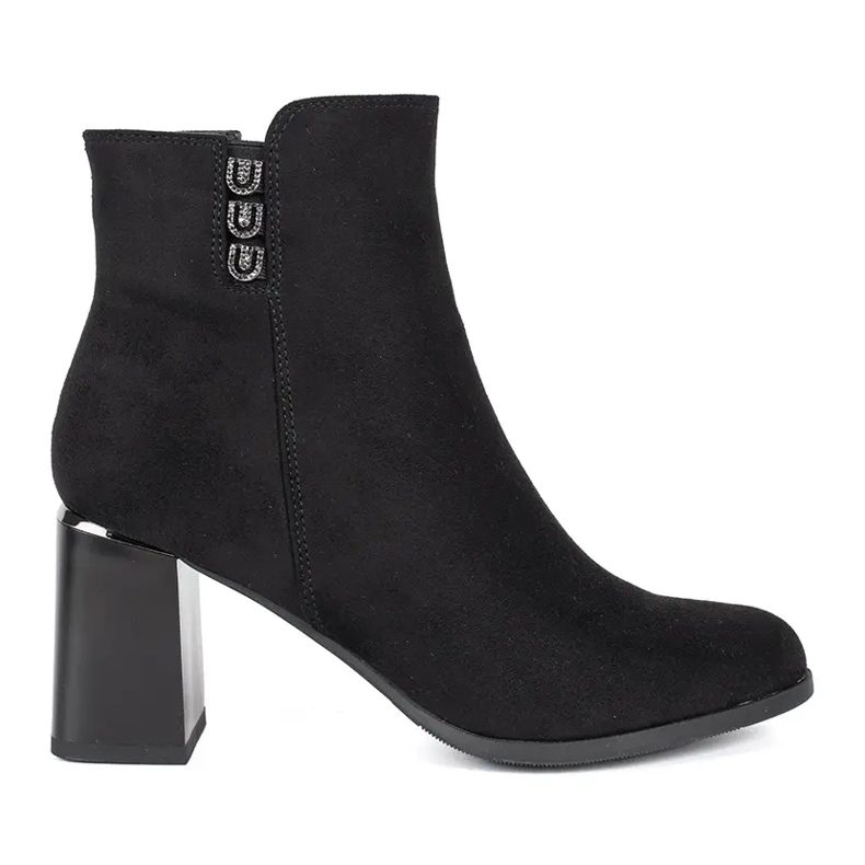 Cizme negre din piele intoarsa pe post negru