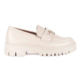 Seastar Mocasini de dama bej pe platforma