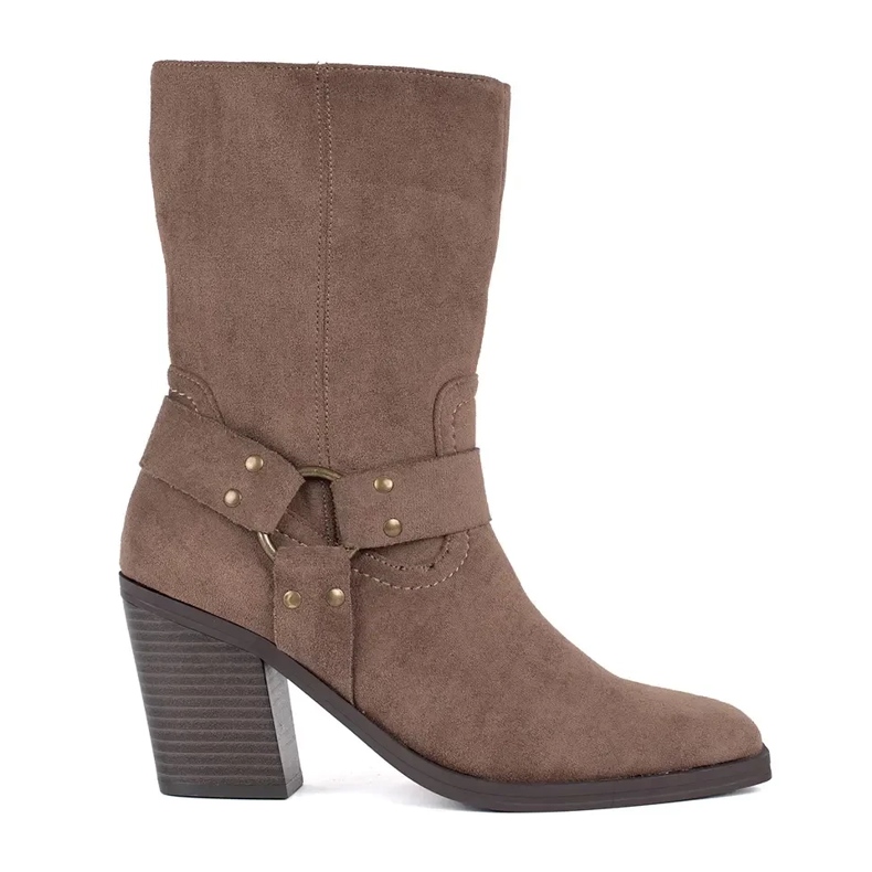 Seastar Botine din piele intoarsa bej inchis