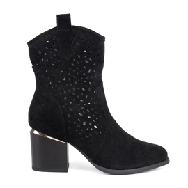 Seastar Cizme de cowboy negre ajurate cu toc inalt negru Seastar Cizme de cowboy negre ajurate cu toc inalt negru