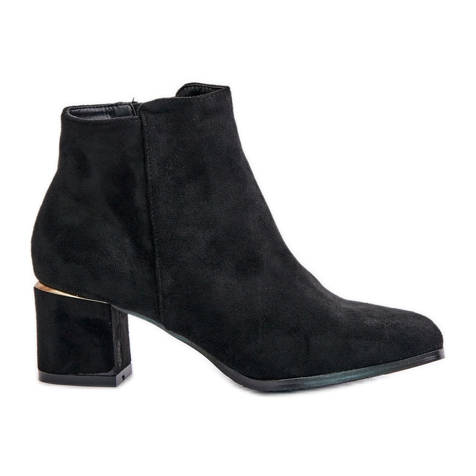 Botine din piele intoarsa cu toc inalt, prinse cu fermoar, Sairis negru