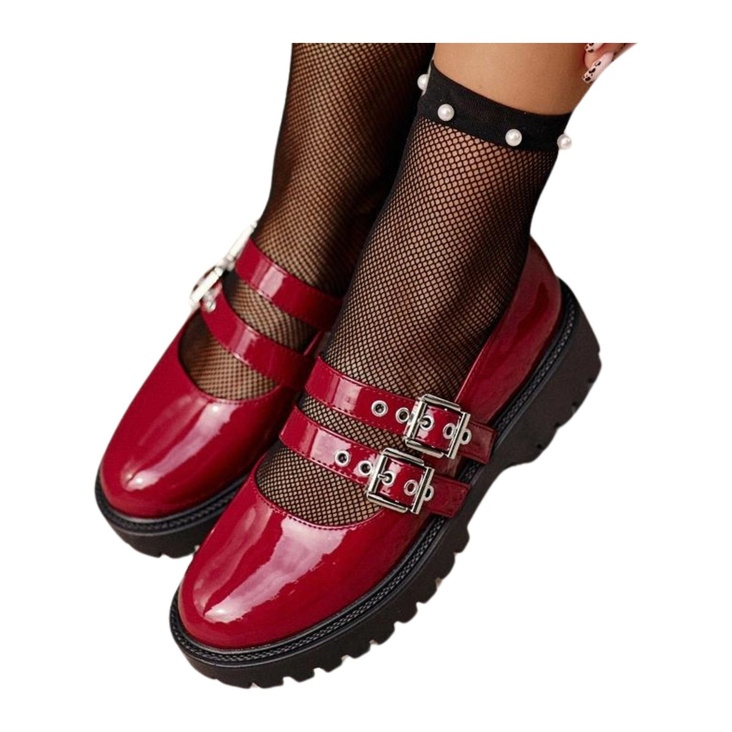 Pantofi De Dama Cu Bretele Lavete Bordeaux Terione roșu Pantofi De Dama Cu Bretele Lavete Bordeaux Terione roșu