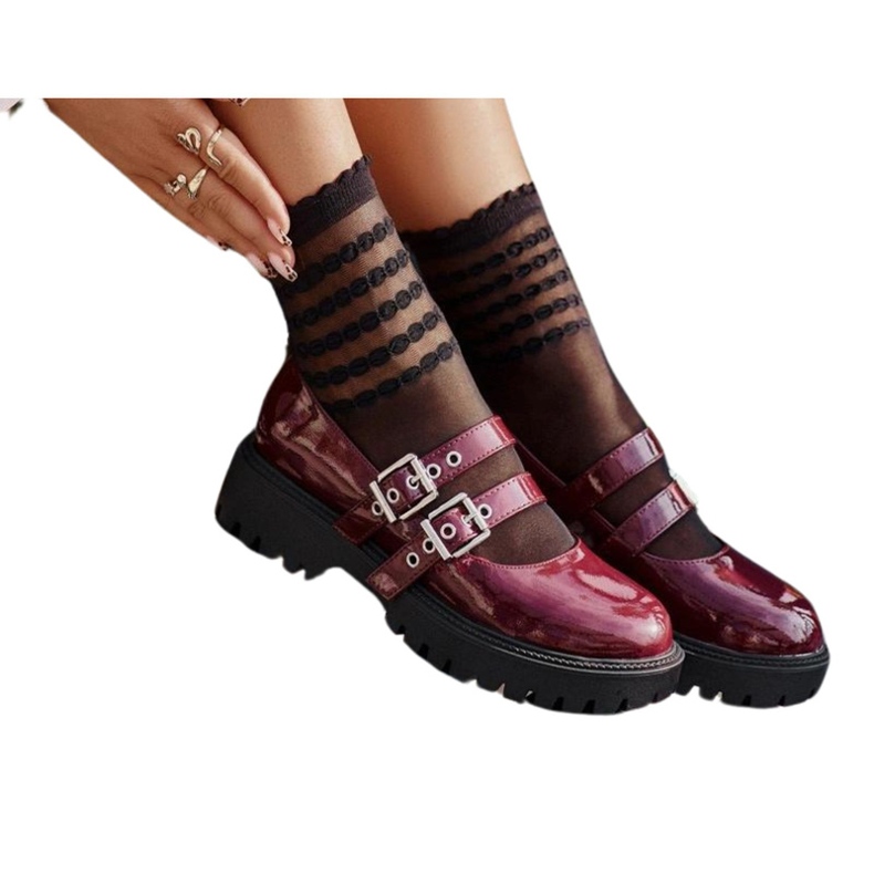 Pantofi De Dama Cu Bretele Lavete Bordeaux Terione roșu