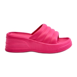 Flip-flops pentru femei, ușoare, din spumă, pe pană și platformă, Fuchsia Tendrea roz