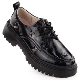 Oxford din piele de damă cu nituri, negru Artiker 55C1011 Oxford din piele de damă cu nituri, negru Artiker 55C1011