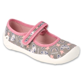 Papuci copii Befado cu velcro, cu model, 114Y543, gri/roz Papuci copii Befado cu velcro, cu model, 114Y543, gri/roz