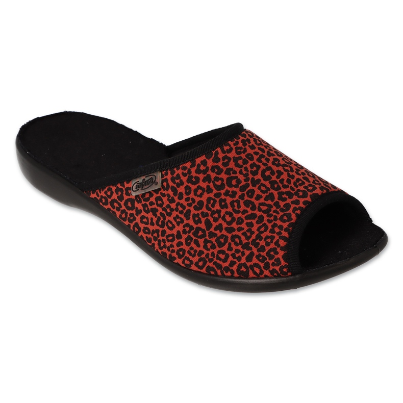 Papuci de damă PU Befado, model animal 255D005, roșu/negru