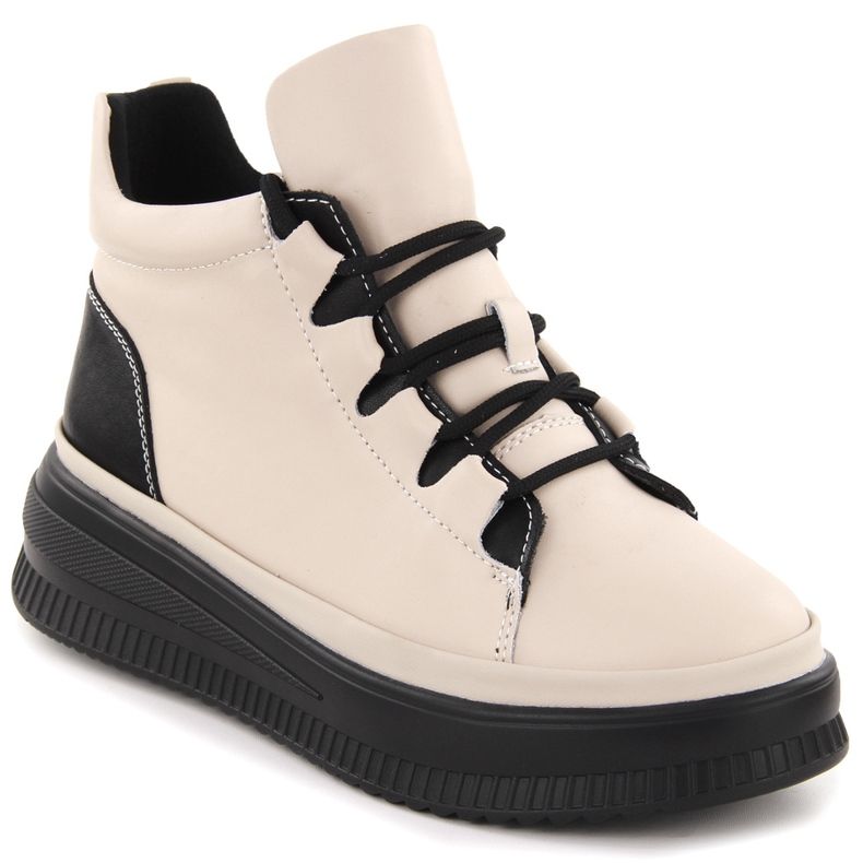 Ghete de dama din piele izolata, bej, Artiker 55C1051