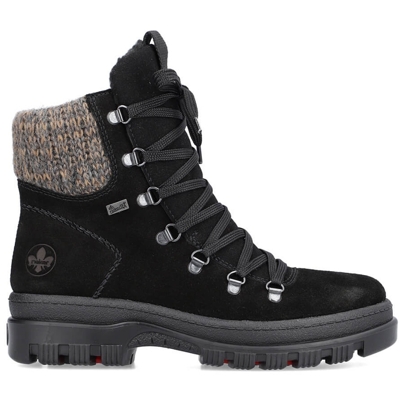 Cizme de dama piele cu crampoane, negre Rieker X8200-00 negru