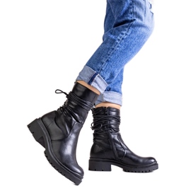 Botine negre din piele ecologica Sahera negru