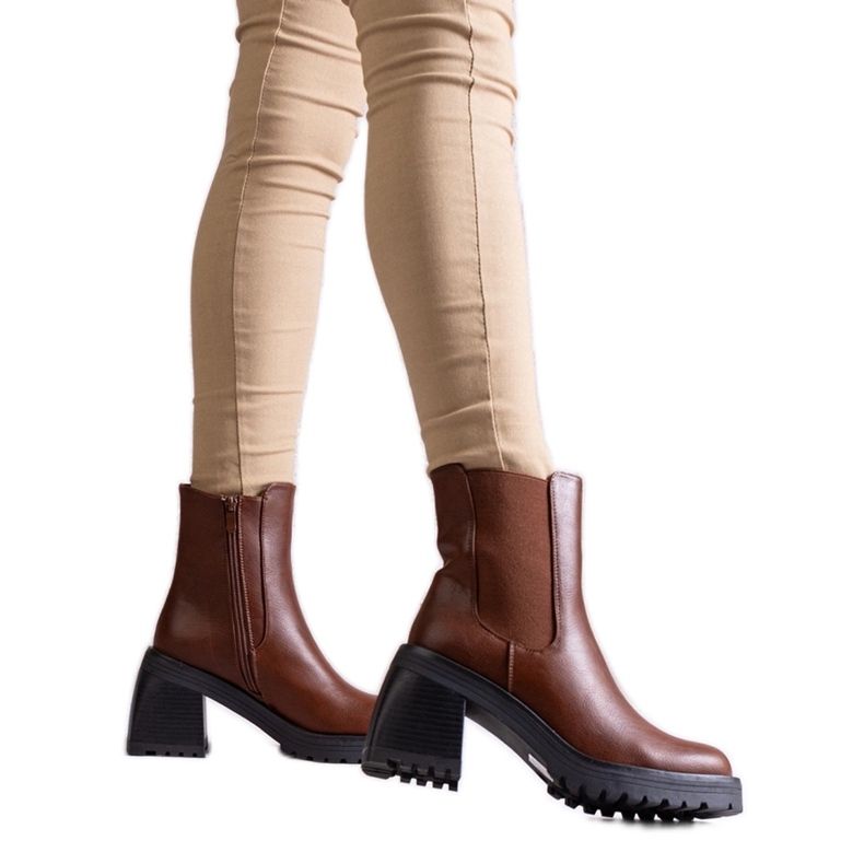 Botine de dama maro din piele ecologica Ariane Botine de dama maro din piele ecologica Ariane