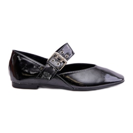 Balerini din piele lacuita cu curea, Black Azirae negru Balerini din piele lacuita cu curea, Black Azirae negru