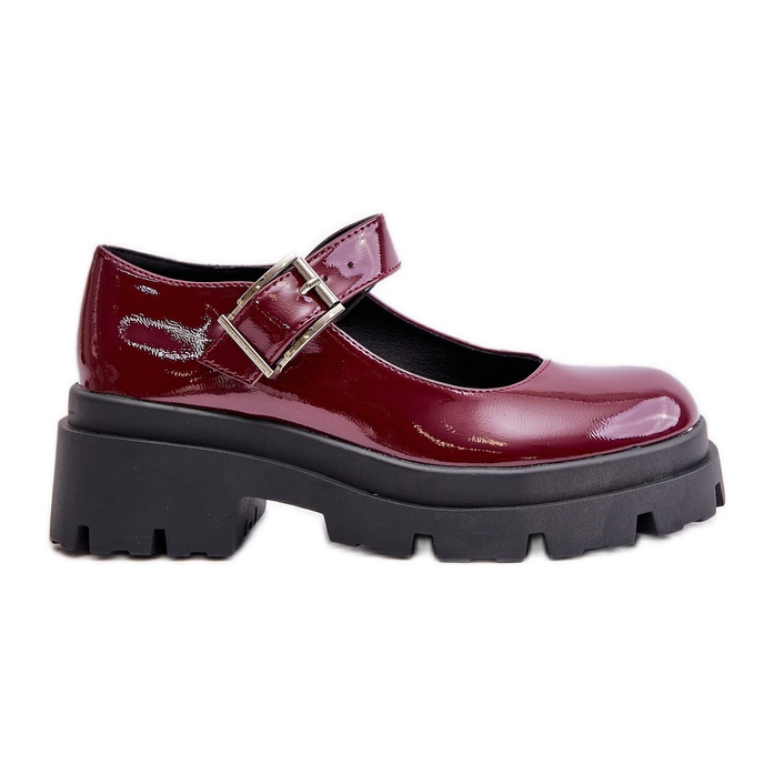 Pantofi de dama din piele lacuita cu catarama, Burgundy Plikuria roșu Pantofi de dama din piele lacuita cu catarama, Burgundy Plikuria roșu