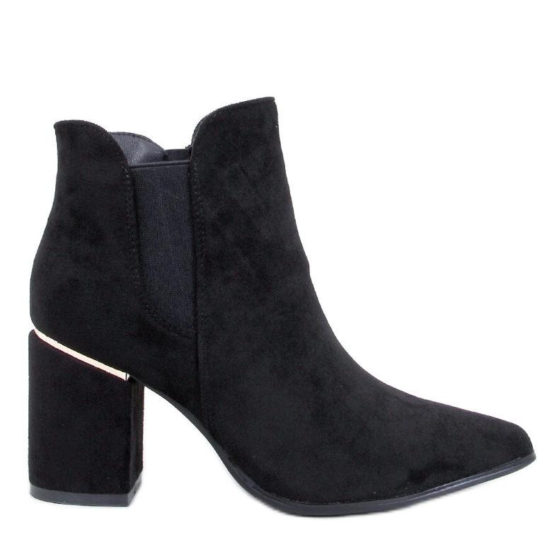 Botine cu toc înalt Croix Black migdale negru
