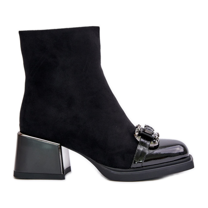 S.Barski Cizme De Dama Elegante Cu Toc Inalt Cu Decorat, Negru MR880-127