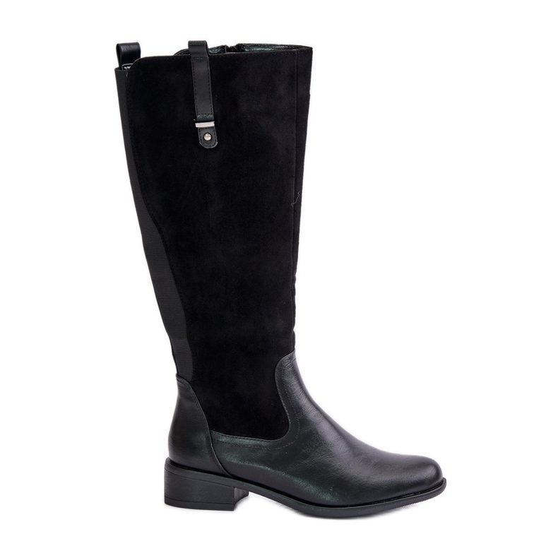 Jezzi Cizme Peste Genunchi Izolate Dama Cu Fermoar Ivasira Neagra negru