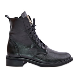Botine Zazoo 2955 Patent Worker Cu Detaliu Auriu Pe Limbă, Negru