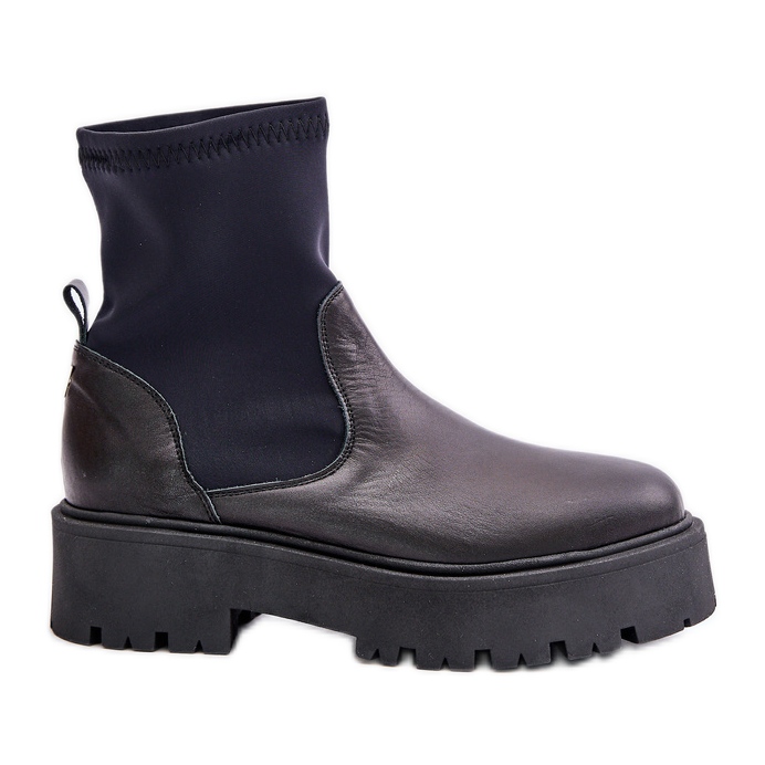 Ghete de damă Zazoo 2947 Slip-On din piele naturală, negru