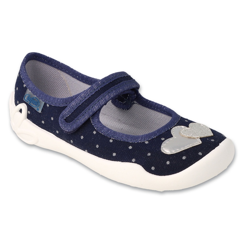 Papuci copii Befado cu velcro, aplicare inima, 114Y545, bleumarin albastru Papuci copii Befado cu velcro, aplicare inima, 114Y545, bleumarin albastru