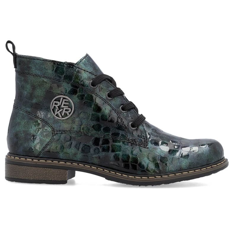 Botine de damă verde croco lac Rieker 71205-90 Botine de damă verde croco lac Rieker 71205-90