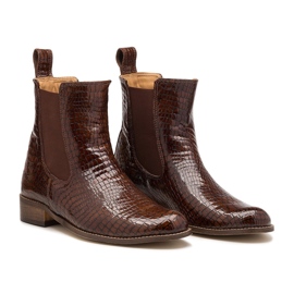 Cizme Chelsea plate, piele camel Butdam Stw maro Cizme Chelsea plate, piele camel Butdam Stw maro