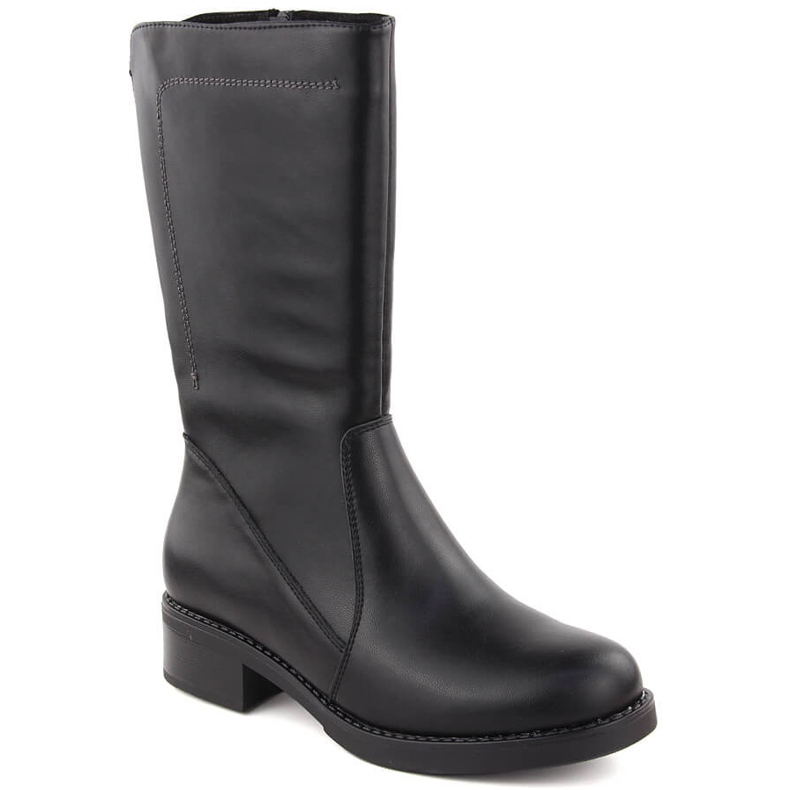 Botine de damă din piele neagră de la Sergio Leone BT287-S negru Botine de damă din piele neagră de la Sergio Leone BT287-S negru
