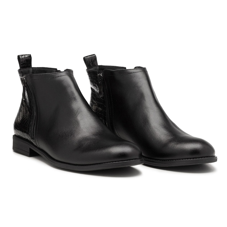 BUTDAM Cizme de toamna cu toc plat Btz Aurora din piele neagra negru BUTDAM Cizme de toamna cu toc plat Btz Aurora din piele neagra negru