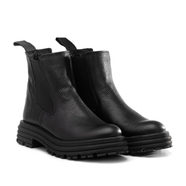 Cizme chelsea cu talpa groasa, piele Butdam Wos neagra negru Cizme chelsea cu talpa groasa, piele Butdam Wos neagra negru