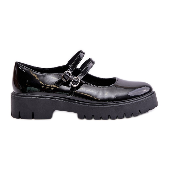 Pantofi dama din piele lacuita cu bretele, Rialuna Neagra negru Pantofi dama din piele lacuita cu bretele, Rialuna Neagra negru