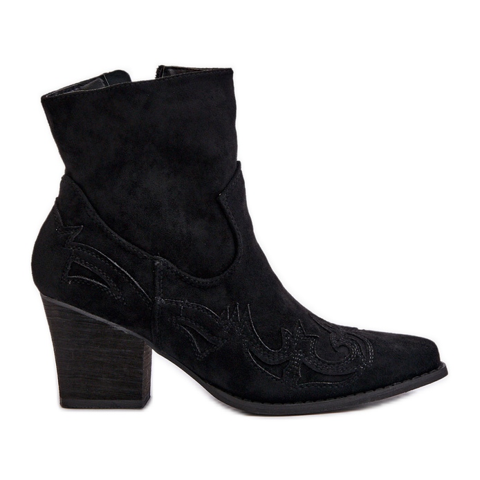 Cizme de cowboy pe toc inalt, Eco Suede, Black Arabelline negru Cizme de cowboy pe toc inalt, Eco Suede, Black Arabelline negru