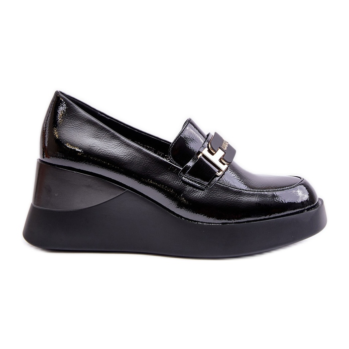 Vinceza 58337 Mocasini cu pană patentat negru