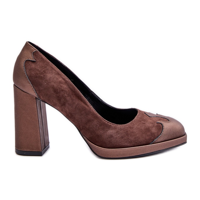 Pompe din piele intoarsa cu toc inalt Laura Messi 2702 Maro Pompe din piele intoarsa cu toc inalt Laura Messi 2702 Maro