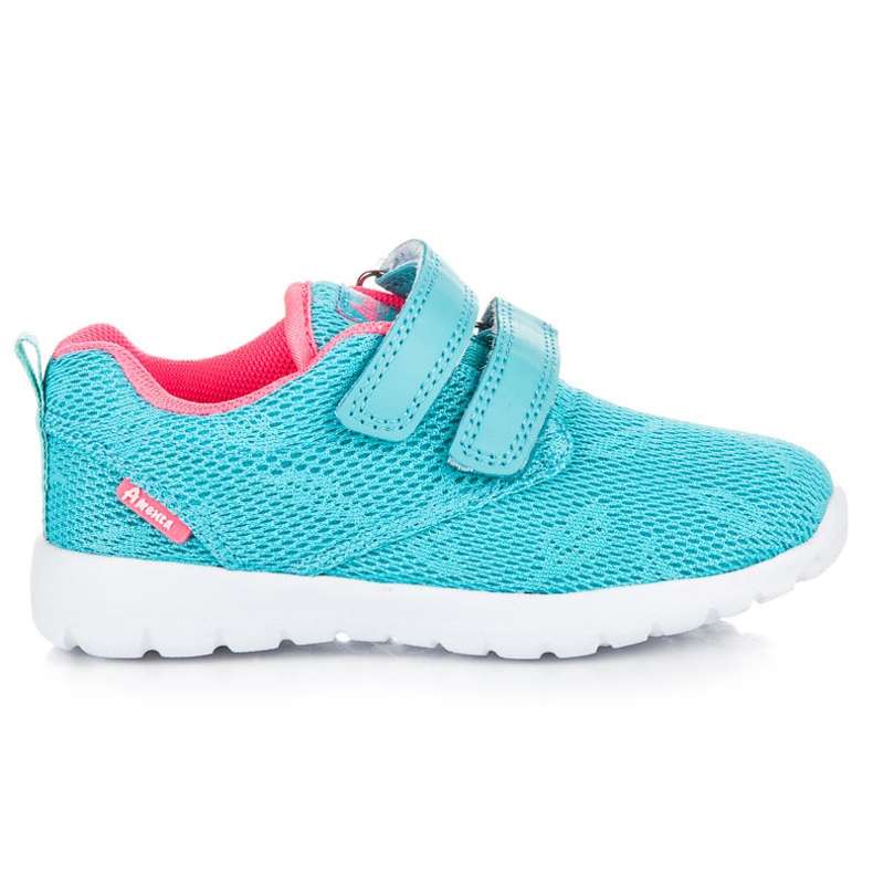 American Club Pantofi albi cu Velcro albastru