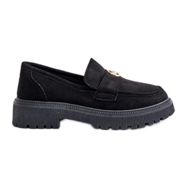 Mocasini Brogues De Dama Cu Detaliu Auriu, Negru Arilva Mocasini Brogues De Dama Cu Detaliu Auriu, Negru Arilva