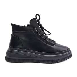 Pantofi sport ușori din piele pe platforma Artiker 55C1041 Negru