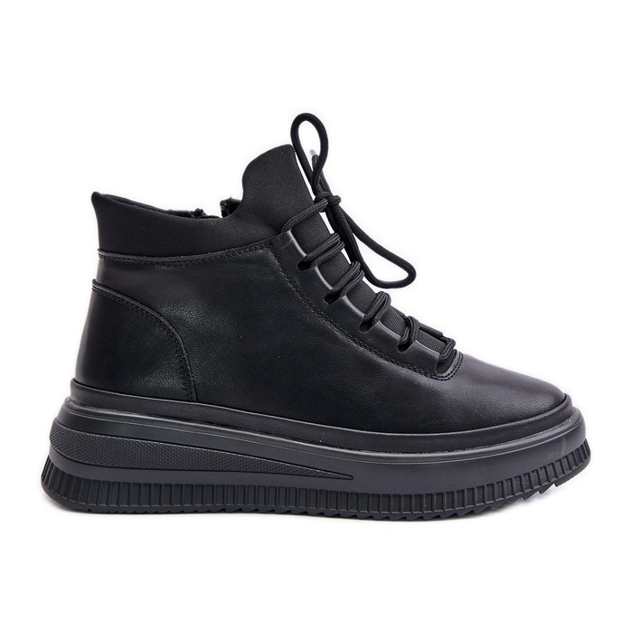 Pantofi sport ușori din piele pe platforma Artiker 55C1041 Negru