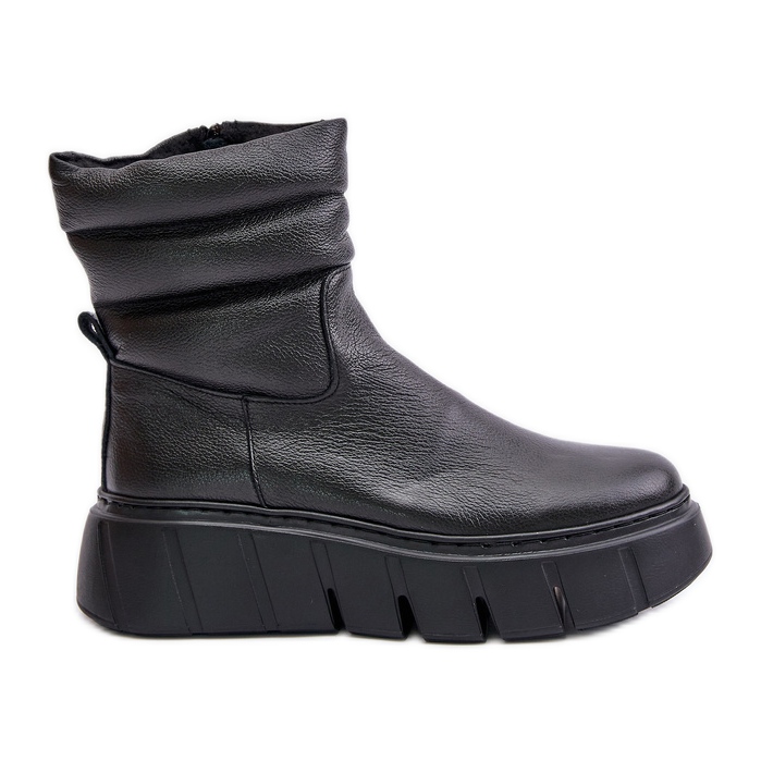 Zazoo 60512 Ghete De Damă Piele Cu Fermoar, Căptușite Cu Pâslă, Negru