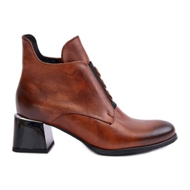 Botine din piele Zazoo 60504, maro cald Botine din piele Zazoo 60504, maro cald