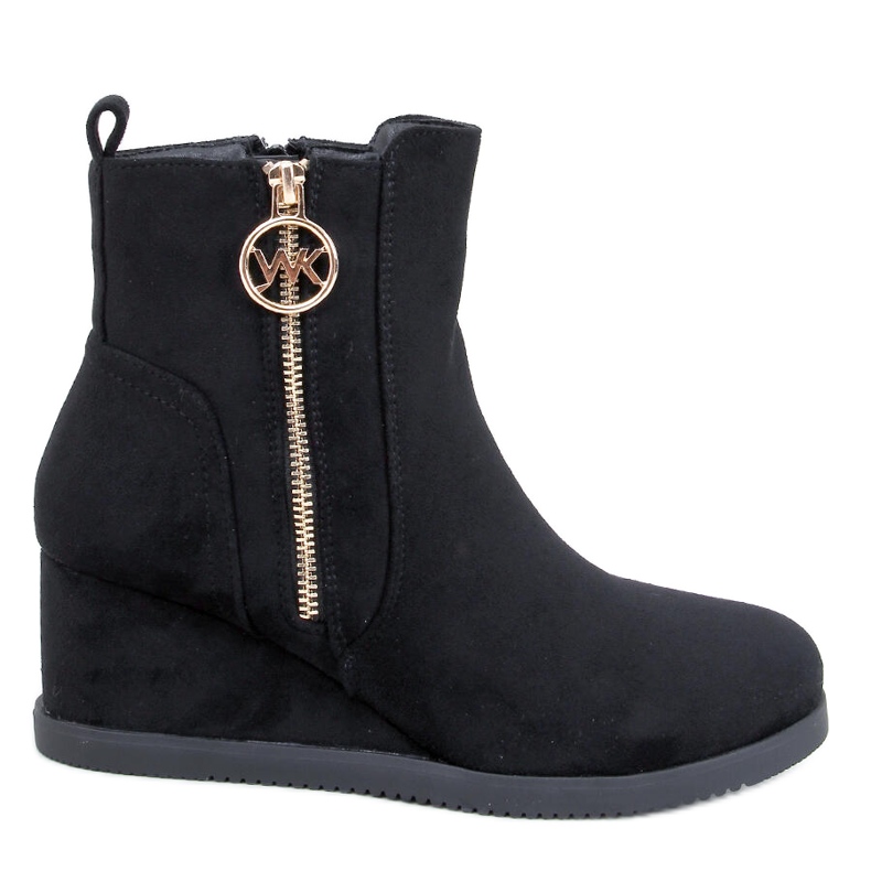 Botine Vavin Black cu pană cu fermoar auriu negru