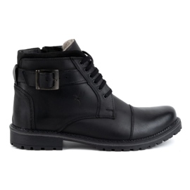 Olivier Pantofi de iarnă pentru bărbați Botine cu șireturi 136GT, negre negru