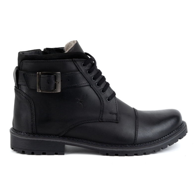 Olivier Pantofi de iarnă pentru bărbați Botine cu șireturi 136GT, negre negru