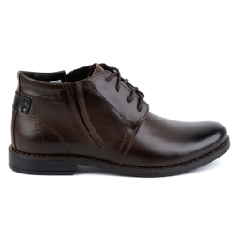 Cizme de iarna barbati din piele, maro inchis, 336LU - Olivier Shoes