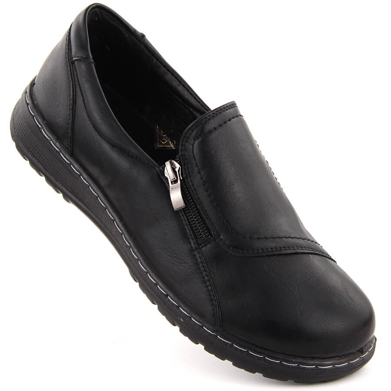 Pantofi înălțați confortabili de damă, negri Potocki 90308 negru