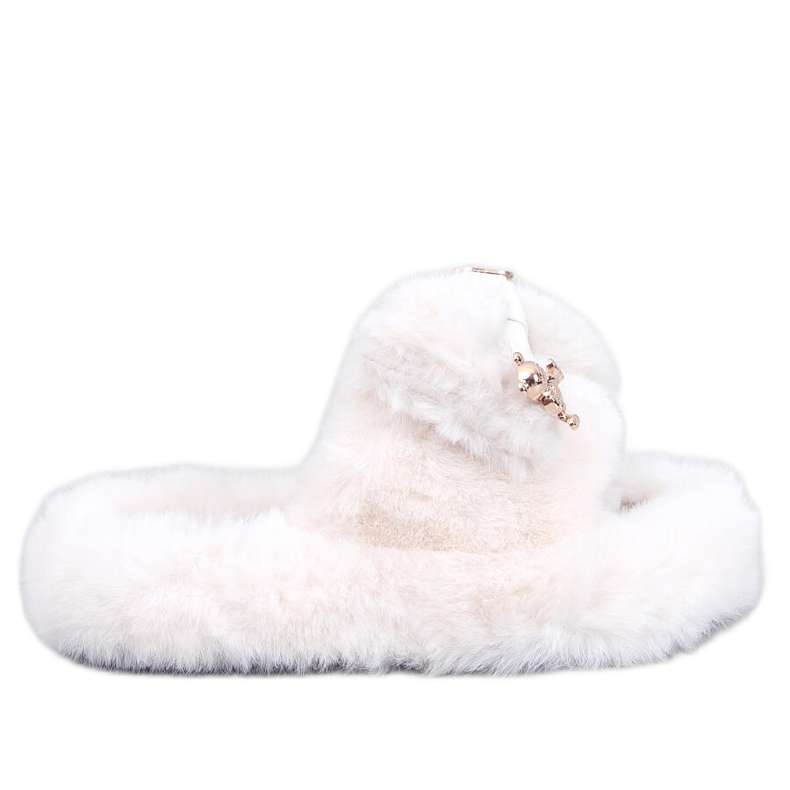 Papuci de blana Burano Beige cu fundita si ursuletul de pluș bej