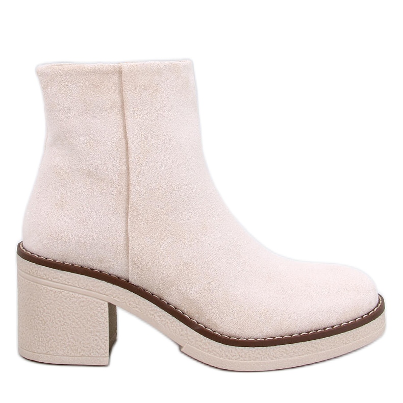 Botine Eliza Beige din piele intoarsa cu toc lat bej