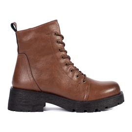 Botine din piele maro cu talpa groasa de Sergio Leone Botine din piele maro cu talpa groasa de Sergio Leone