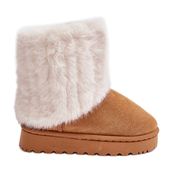 Cizme De Zapada Copii Crisie Cu Blana Camel maro