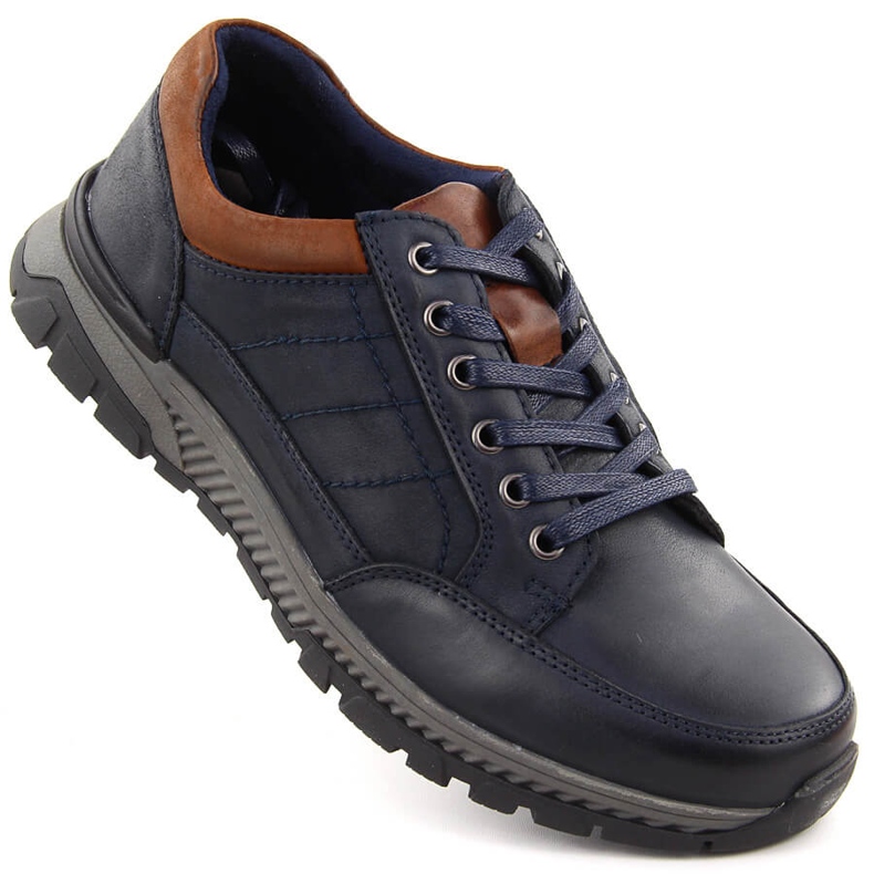 Pantofi casual barbati din piele, bleumarin, T.Sokolski J24-75 albastru