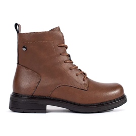 Botine de damă din piele maro cu șireturi de la Sergio Leone Botine de damă din piele maro cu șireturi de la Sergio Leone