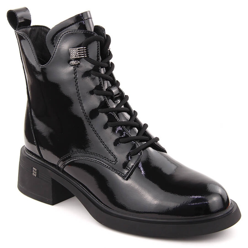 Botine de dama din piele lacuita neagra D&A S.Barski Premium Collection CR42-089 negru Botine de dama din piele lacuita neagra D&A S.Barski Premium Collection CR42-089 negru